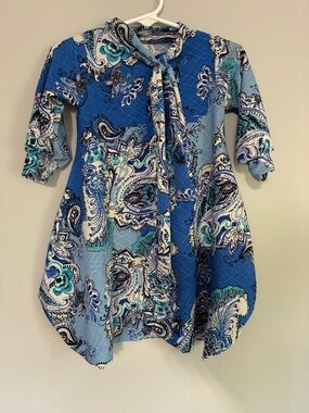 Custom made- Blue Paisley Tie-Neck Girls
